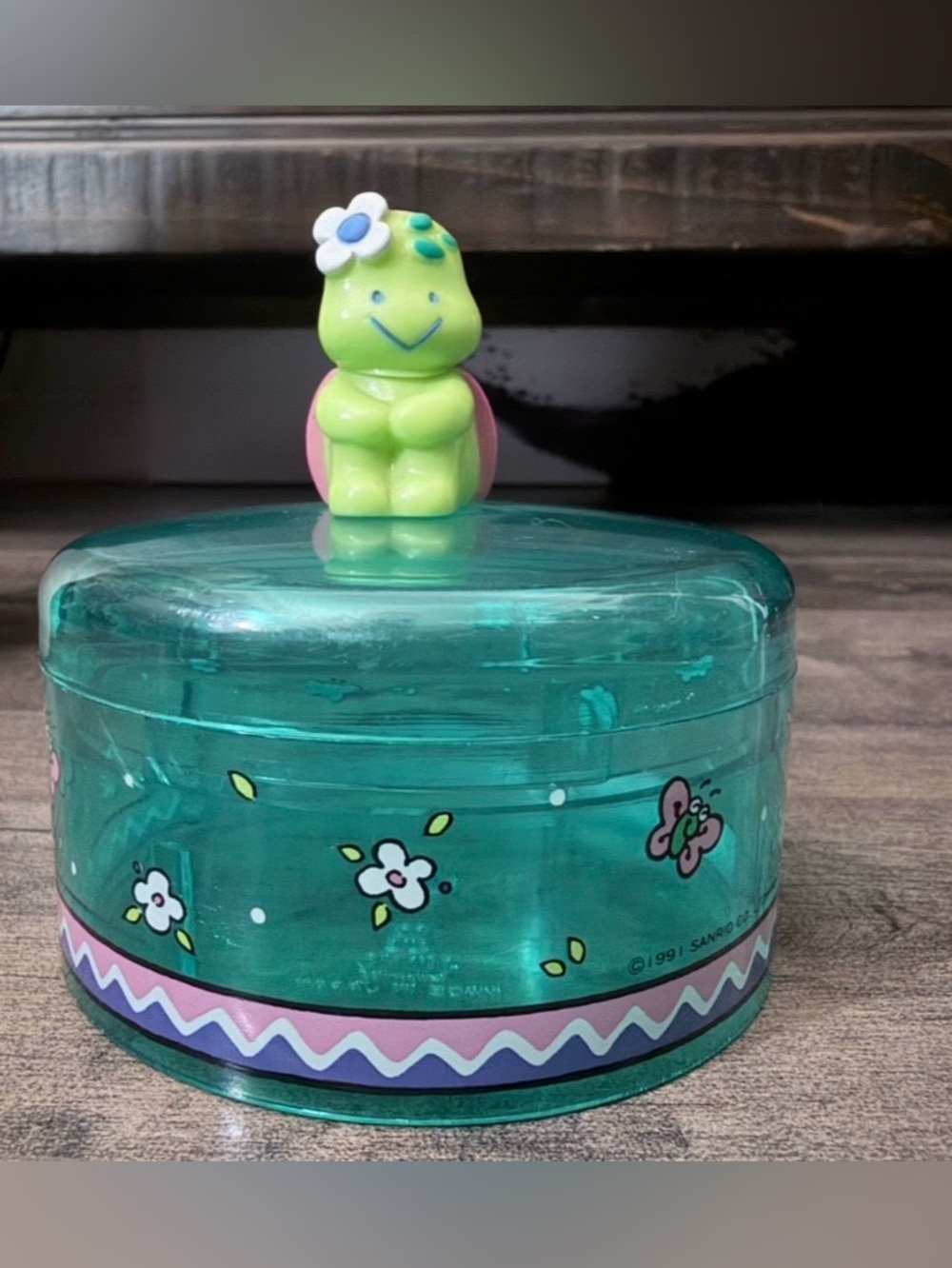 Vintage 1991 Kimi Kamaleen Sanrio Green Turtle Trinket plastic Box
